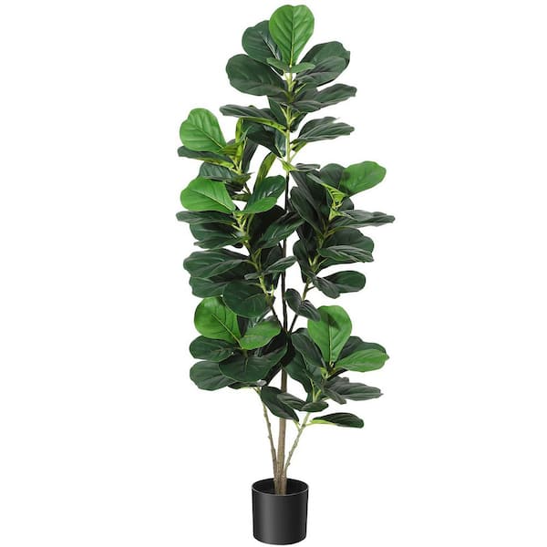 5 ft. Artificial Ficus Lyrata Plants Trees In Pot, Tall Fiddle Leaf Fig Trees for Indoor Outdoor Decor