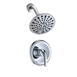ACA 6-Spray Patterns with 2.5 GPM 6 in. H Select Wall Mount Fixed Shower Head with Valve in Chrome
