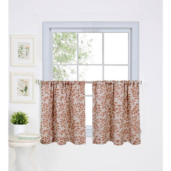 Elrene Spice Fl Rod Pocket Room Darkening Curtain 30 In W X 24 L Set Of 2 38964spi The Home Depot Elrene Spice Fl Rod Pocket Room, Home Depot Kitchen Curtains
