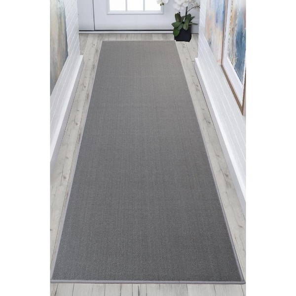 Custom Size Runner Rug Solid Gray 31 in. W x 132 in. L Stair Runner 28.39 sq. ft.