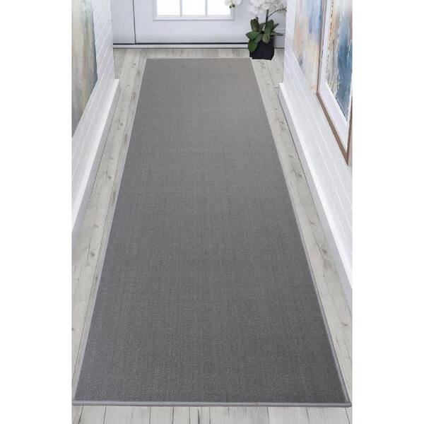 Custom Size Runner Rug Solid Gray 31 in. W x 444 in. L Stair Runner 95.47 sq. ft.