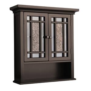 Winfield 22 in. W x 24 in. H x 7 in. D Bathroom Storage Wall Cabinet with Mosaic Glass in Espresso