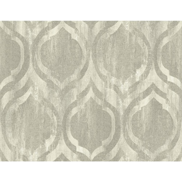 Seabrook Designs Old Danube Metallic Silver and Greige Ogee Paper Strippable Roll (Covers 60.75 sq. ft.)