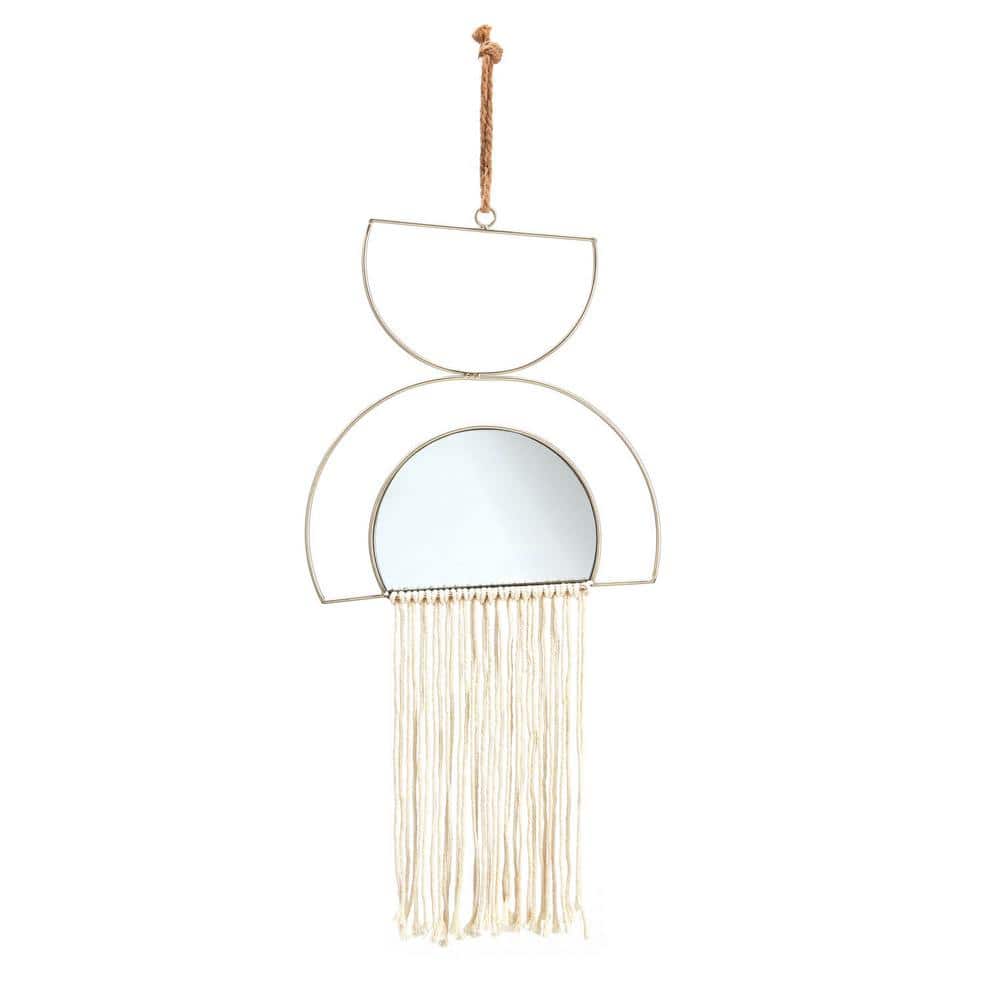 Half Moon Mirror Metal Wall Decor with Fringe