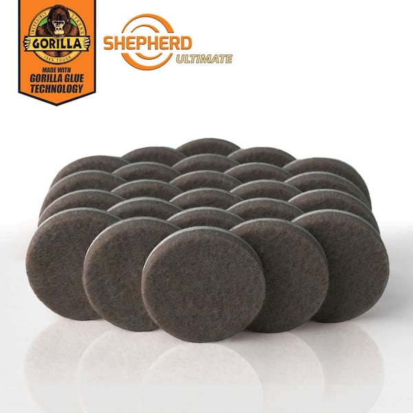 Ultimate 1-1/2 in. Brown Round Self-Adhesive Furniture Felt Pads with Gorilla Glue Technology (24-Pack)