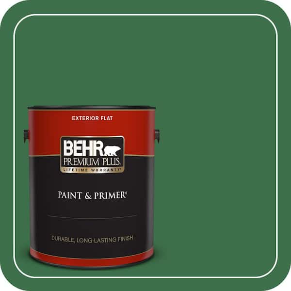 BEHR PREMIUM PLUS 1 gal. #S-H-450 Parsley Sprig Flat Exterior Paint & Primer