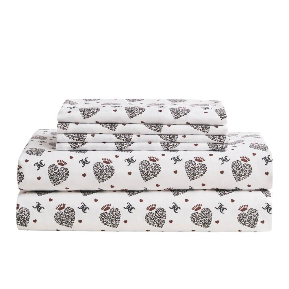 Royal Leopard Hearts 6-Piece White Microfiber Queen Soft Sheet Set price history on PriceWatchPro