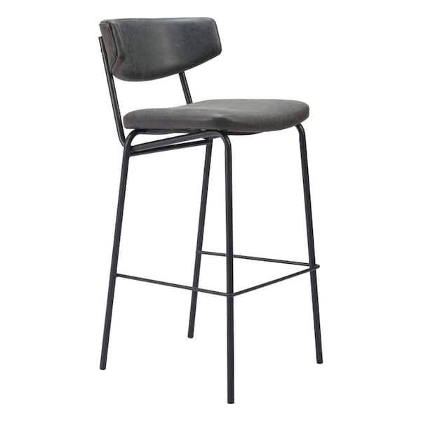 ZUO Charon 26.4 in. Open Back Plywood Frame Barstool with Faux Leather Seat - (Set of 2)