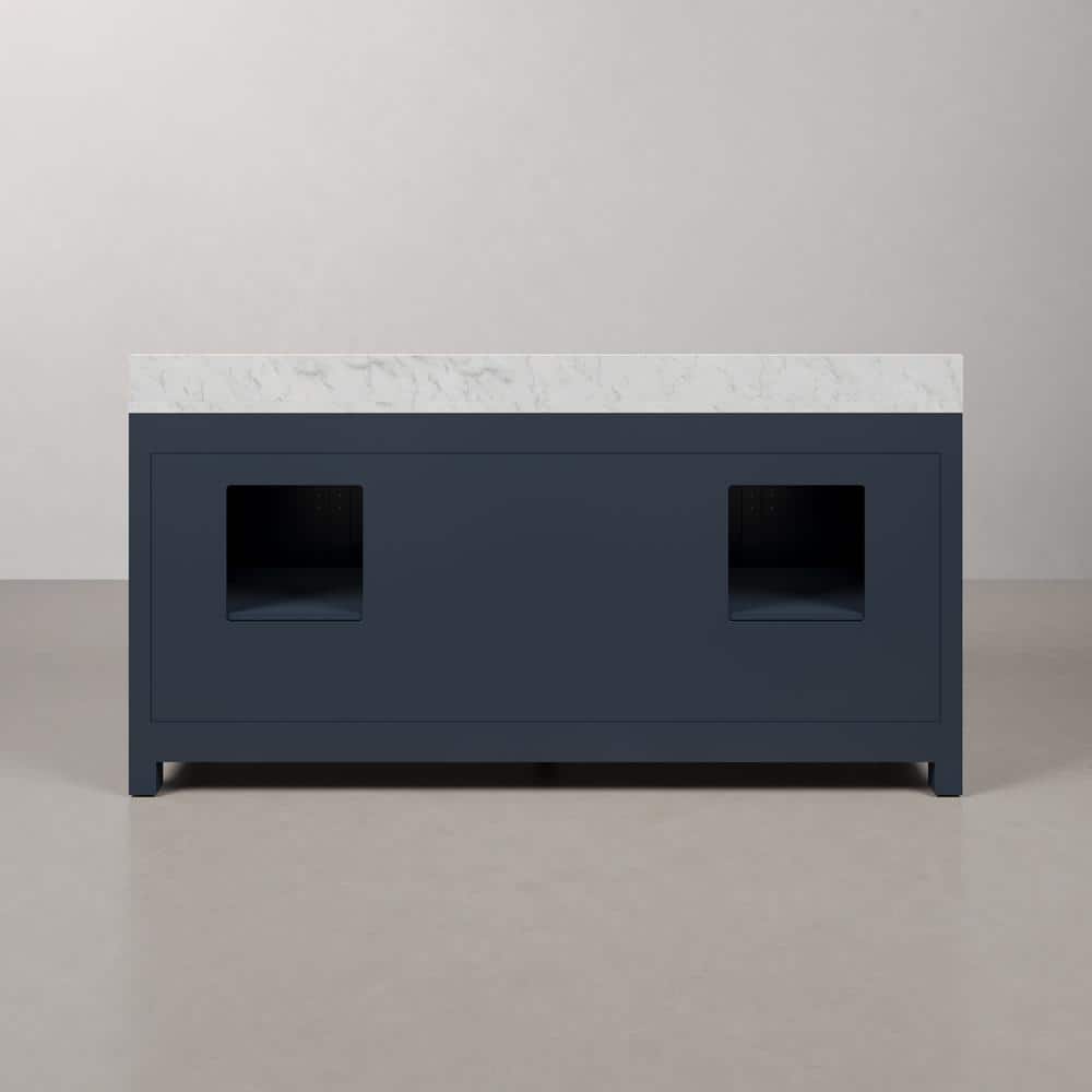 Madison 72" Monarch Blue Double Sink Vanity with Carrara Marble Top