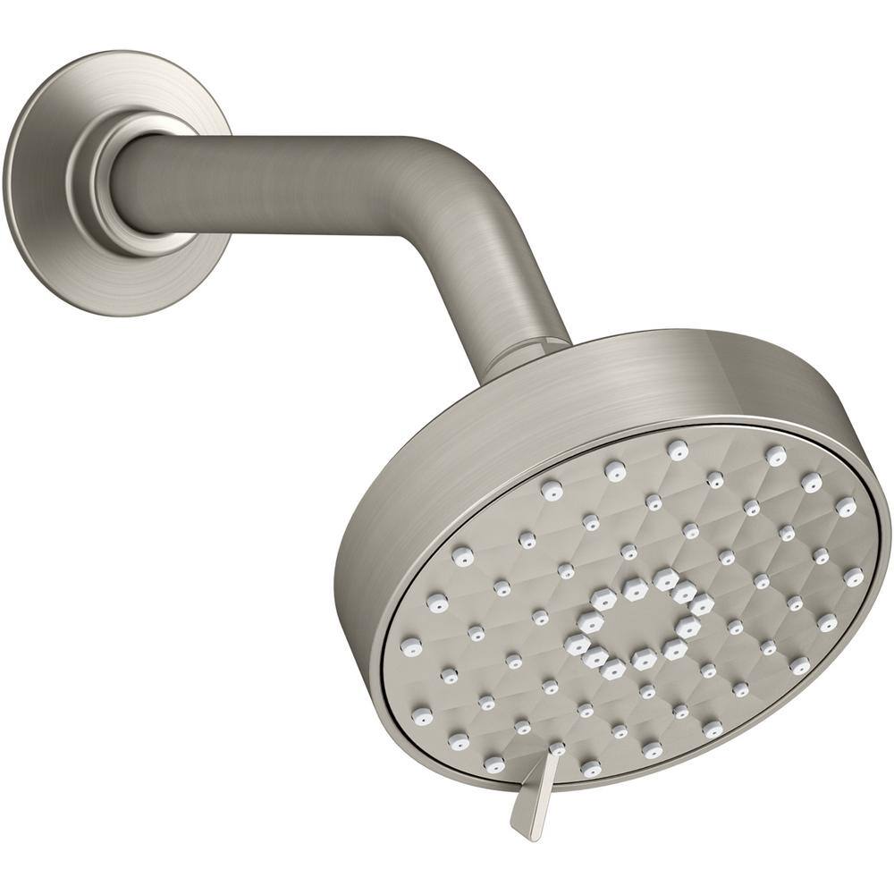 Vibrant Brushed Nickel Multifunction Wall-Mounted Showerhead