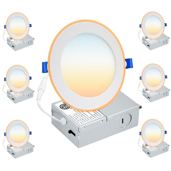 6 in. Adjustable 5CCT Can less 0-10 Dimmable w/Night Light Integrated LED Recessed Downlight Kit 1050 Lumen (6-Pieces)