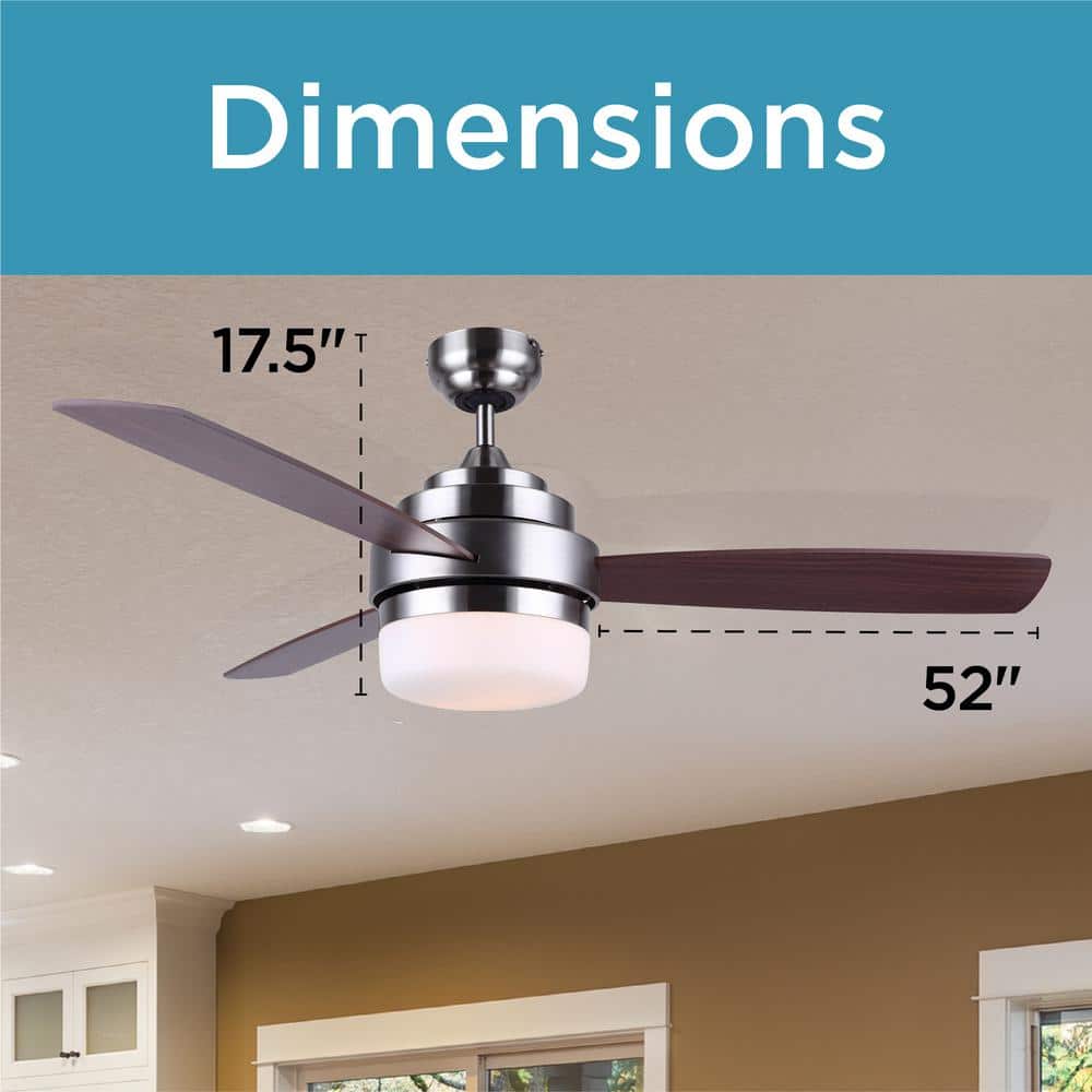 Mahogany and Nickel 52" Ceiling Fan with Remote and Light Kit