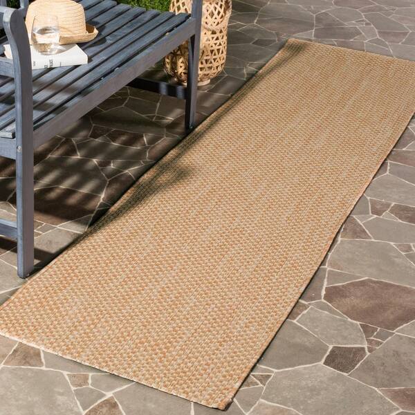 Courtyard Natural/Cream 2 ft. x 10 ft. Solid Indoor/Outdoor Patio  Runner Rug