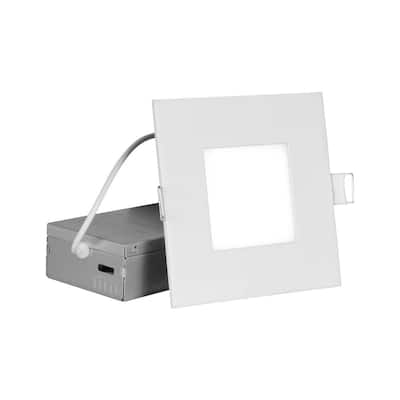 RELS Square 4 in. White Selectable IC-Rated Integrated LED Recessed Downlight Trim Kit