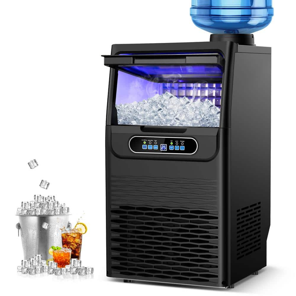 Hooure 13.5 in. 80LBS/24H Freestanding Full Size Cubes Commercial Freestanding Ice Maker in Black