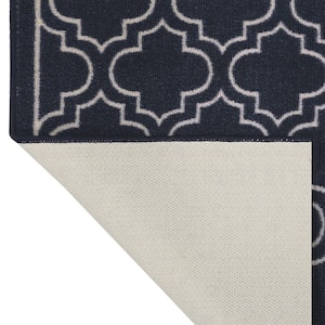 Trellis Navy Doormat 2 ft. x 5 ft. Accent Area or Runner Rug