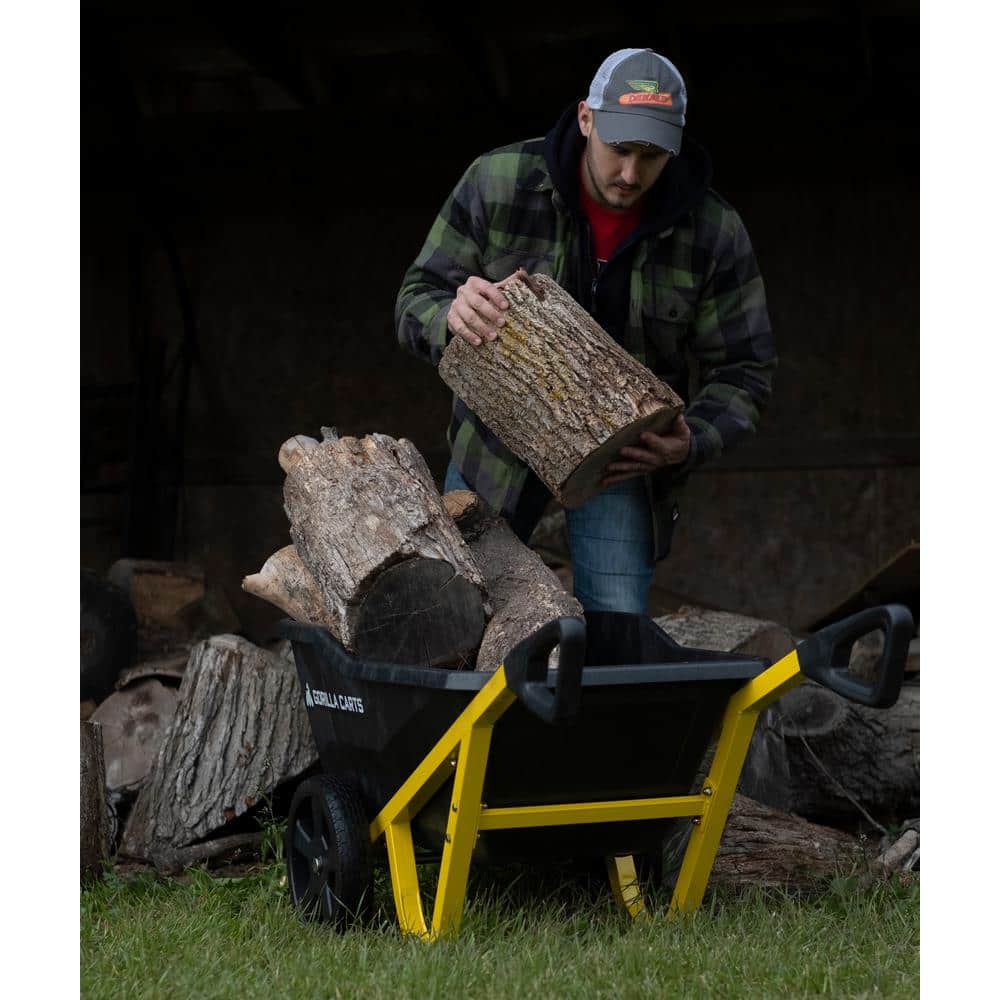Black and Yellow Poly Yard Cart with Powder-Coated Steel Handles