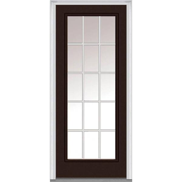 MMI Door 30 in. x 80 in. Grilles Between Glass Left-Hand Inswing Full Lite Clear Painted Steel Prehung Front Door