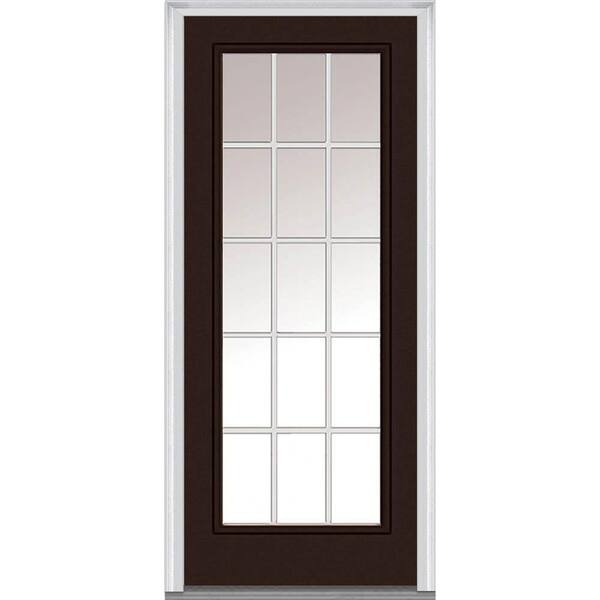 MMI Door 30 in. x 80 in. Grilles Between Glass Right-Hand Inswing Full Lite Clear Painted Steel Prehung Front Door