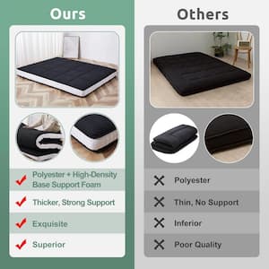 Futon Mattress, 54 in. x 4 in. Cushion 1-Piece Deep Seating Outdoor Floor Mattress Cushion Corner Set Black Cush