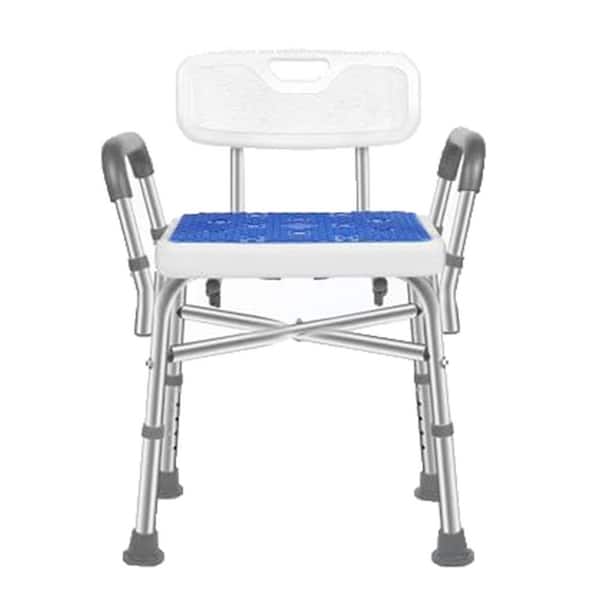 FSA HSA Eligible 17 in. W Heavy Duty 550 lbs. Shower Chair with Adjustable Height Non-Slip Arms Aluminum Seat