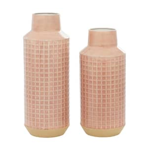 14 in., 17 in. Pink Metal Decorative Vase (Set of 2)