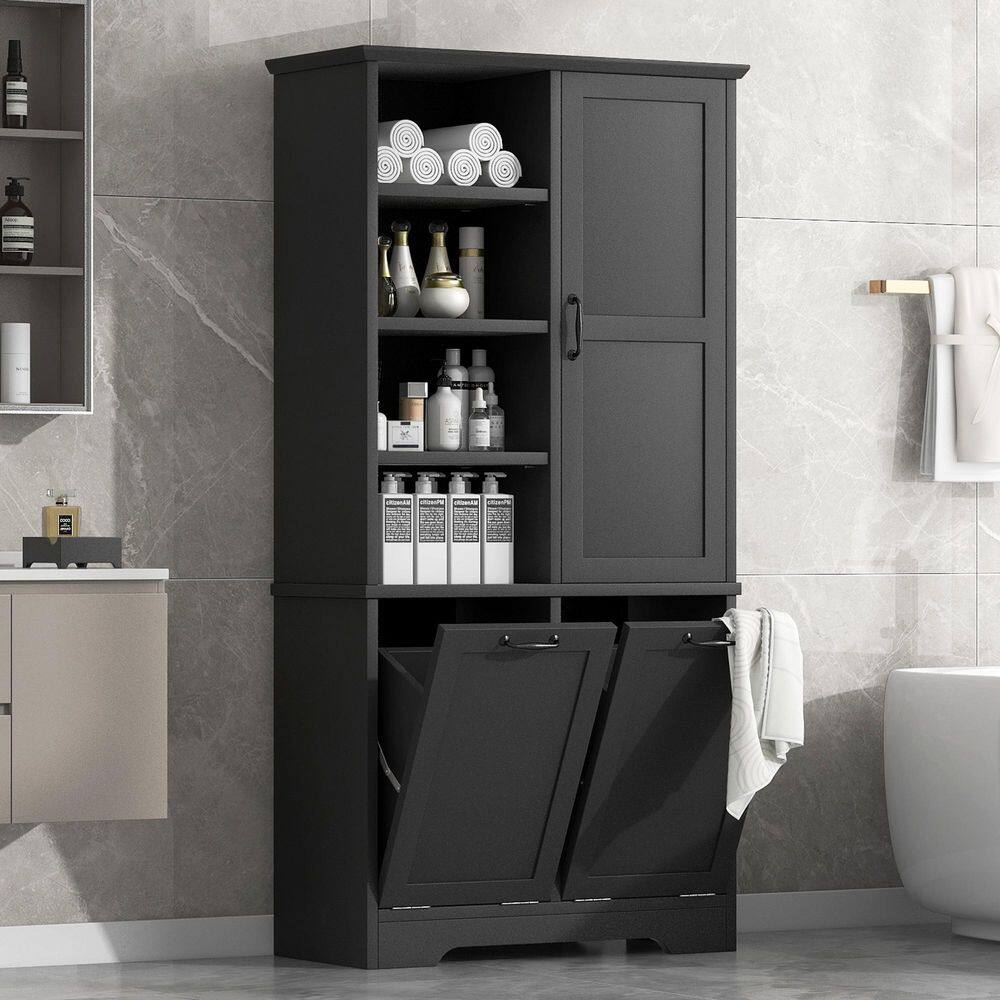 31 in. W x 14 in. D x 68 in. H Black Freestanding Linen Cabinet price history on PriceWatchPro