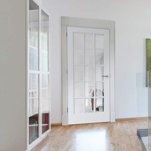 MMI DOOR 30 in. x 80 in. Right Handed Primed Composite Clear Glass