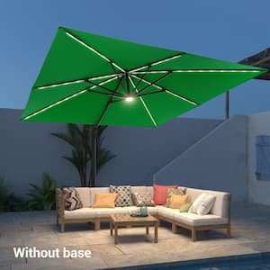 10 ft. Square Outdoor Aluminum Frame Cantilever Solar LED 360° Rotation System Patio Umbrella in Kelly Green