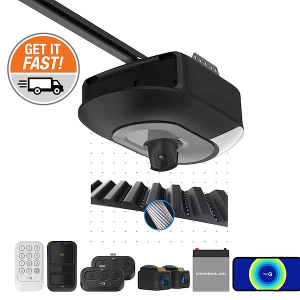 Premier Series 1-1/4 HP Belt Drive Garage Door Opener w/ Battery Backup, Single Lens LED, Camera, and myQ Smart Control