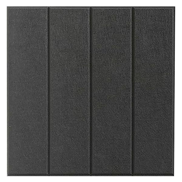 Afoxsos 11.8 x 11.8 Felt Wall Tiles Black Recycled Polyester Vertical Grooves Texture with Removable Adhesive Tabs 12-Pack
