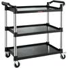 VEVOR Utility Service Cart 3-Shelf Heavy-Duty 220 lbs. Food Service Hand Cart Rolling Utility Cart with Lockable Wheels FW101X49X98CMTXSBV0