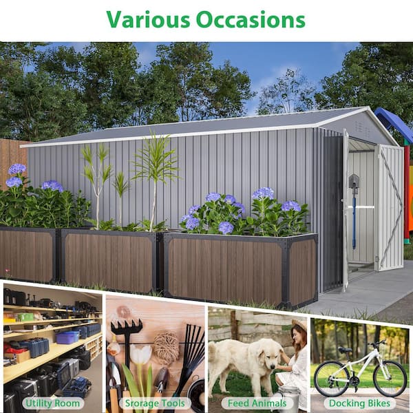Thanaddo 11 ft. W x 13 ft. D Outdoor Metal Tool Storage Shed, Gray