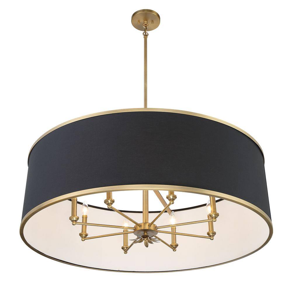 Natural Brushed Brass 8-Light Crystal Drum Pendant