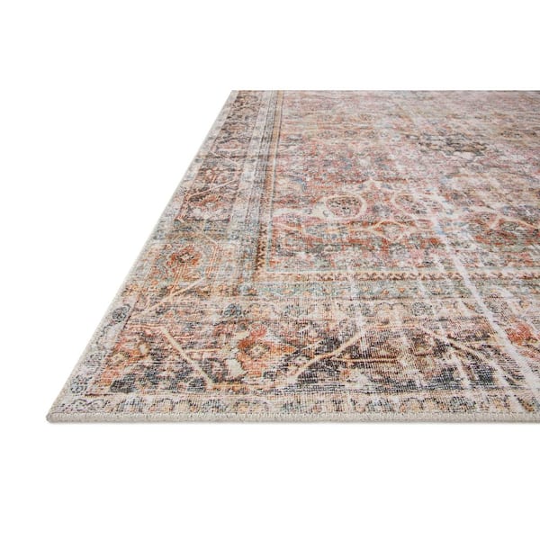 Adrian Sunset/Charcoal 7'-6" x 9'-6" Oriental Printed Polyester Pile Area Rug