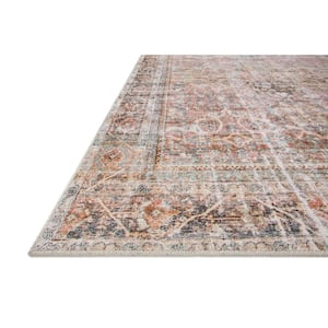Adrian Sunset/Charcoal 3'-6" x 5'-6" Oriental Printed Polyester Pile Area Rug