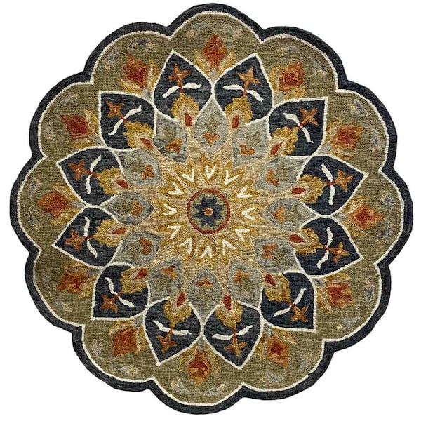HomeRoots Bernadette Multicolored-Color 3 ft. Round Area Rug