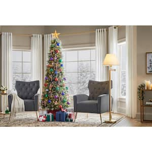 7 ft. Pre-Lit LED Sparkling Amelia Frosted Slim Pine Artificial Christmas Tree