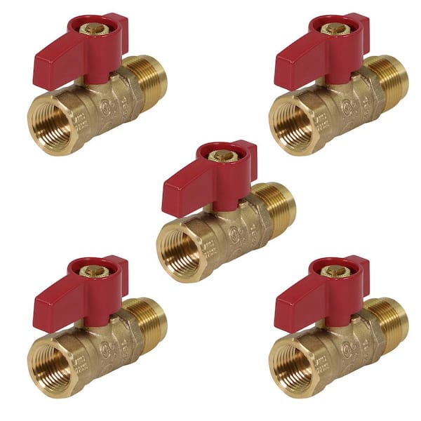 PLUMBFLEX 5/8 in. Flare x 1/2 in. FIP Brass Gas Ball Valve (Pack of 5)