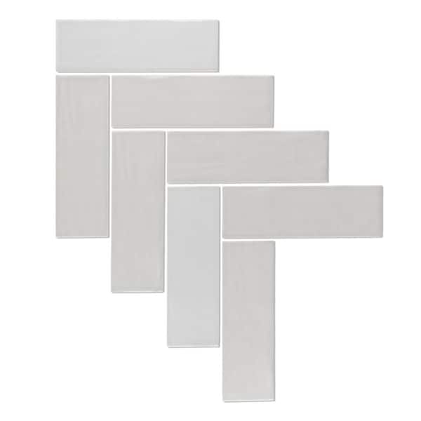 2 in. x 8 in. Herringbone Gray 11.125 in. x 15.25 in. Matte and Glossy Ceramic Mosaic Tile (8.25 sq. ft./Case)