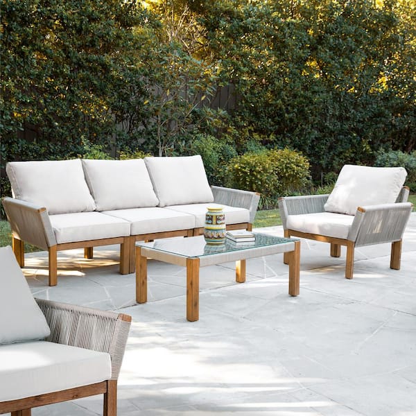 Southern Enterprises Beringer Oiled Acacia 4 Piece Wood Outdoor Conversation Set With White Cushions Hd392318 - Southern Enterprises Patio Furniture Southern Enterprises Beringer Oiled Acacia 4 Piece Wood Outdoor Conversation Set With White Cushions Hd392318 - Southern Enterprises Patio Furniture