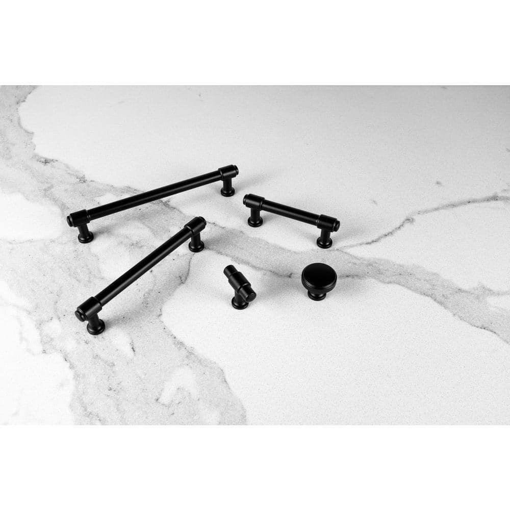 Matte Black Modern Industrial Bar Pull with Mounting Hardware