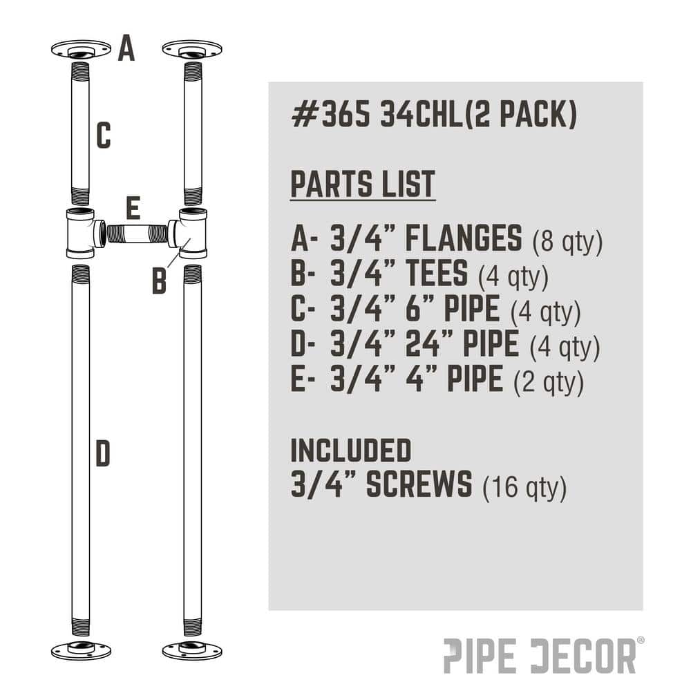 3.25 ft Dark Grey Steel Pipe Leg Kit for Console Table - 2 Pack