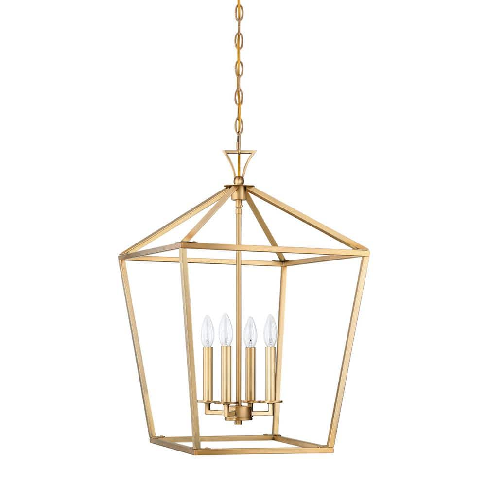 Warm Brass 4-Light Open Lantern Chandelier