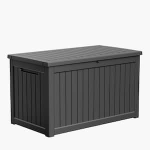 230 Gal. Resin Wood Look Large Outdoor Storage Deck Box with Lockable Lid