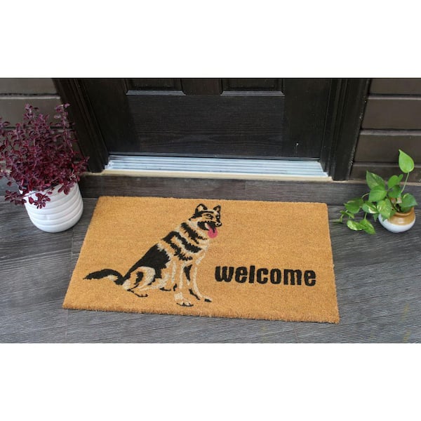 Welcome German Shepherd Natural 18 x 30 Coir Non-Slip