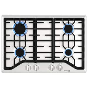 30 in. Recessed Gas Cooktop in Stainless Steel with 4-Burner, Thermocouple Protection