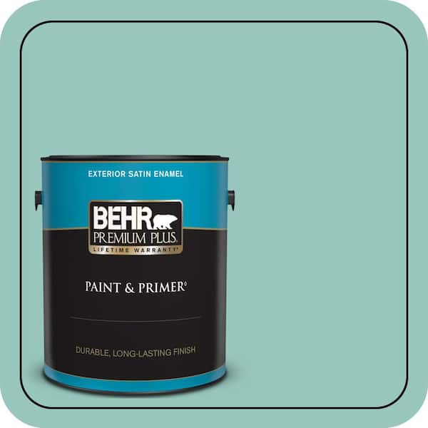 BEHR PREMIUM PLUS 1 gal. #490D-4 Eucalyptus Leaf Satin Enamel Exterior Paint & Primer