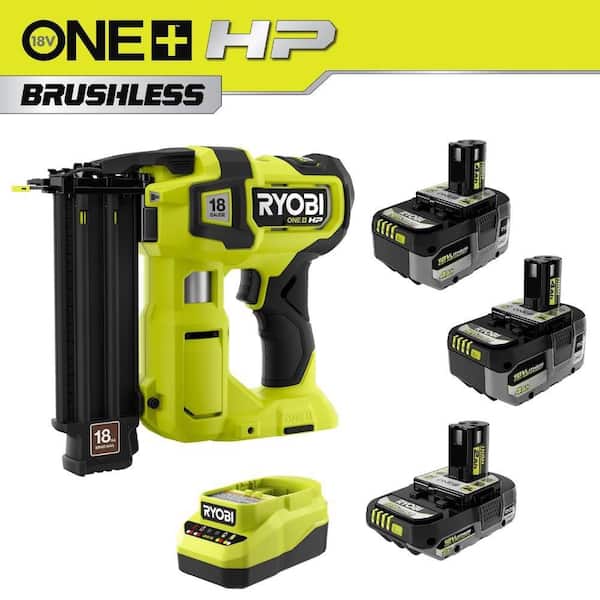 ONE+ 18V HIGH PERFORMANCE Kit w/ (2) 4.0 Ah Batteries, 2.0 Ah Battery, Charger, & ONE+ HP Brushless Brad Nailer