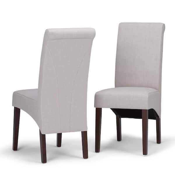 Simpli Home Avalon Contemporary Deluxe Parson Dining Chair (Set of 2) in Natural Linen Look Fabric